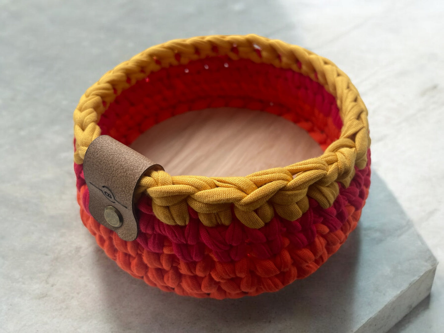 Crochet Basket ~ Small Round ~ Striped