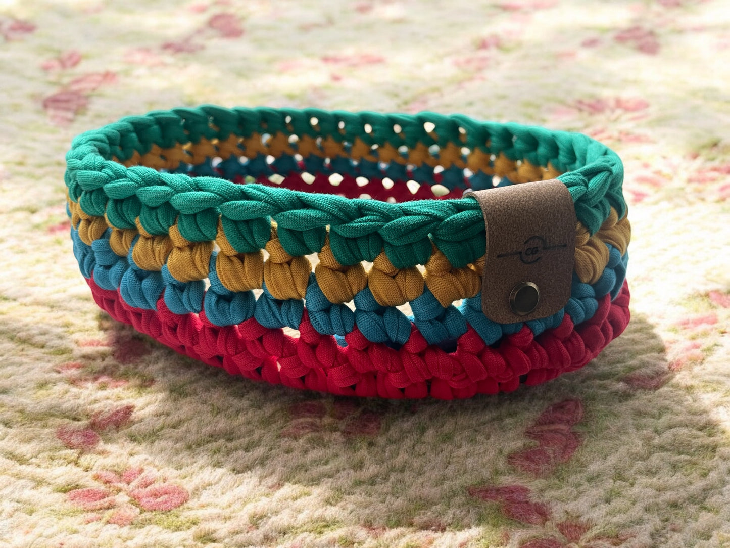 Crochet Basket - Oval - Animal Print Base
