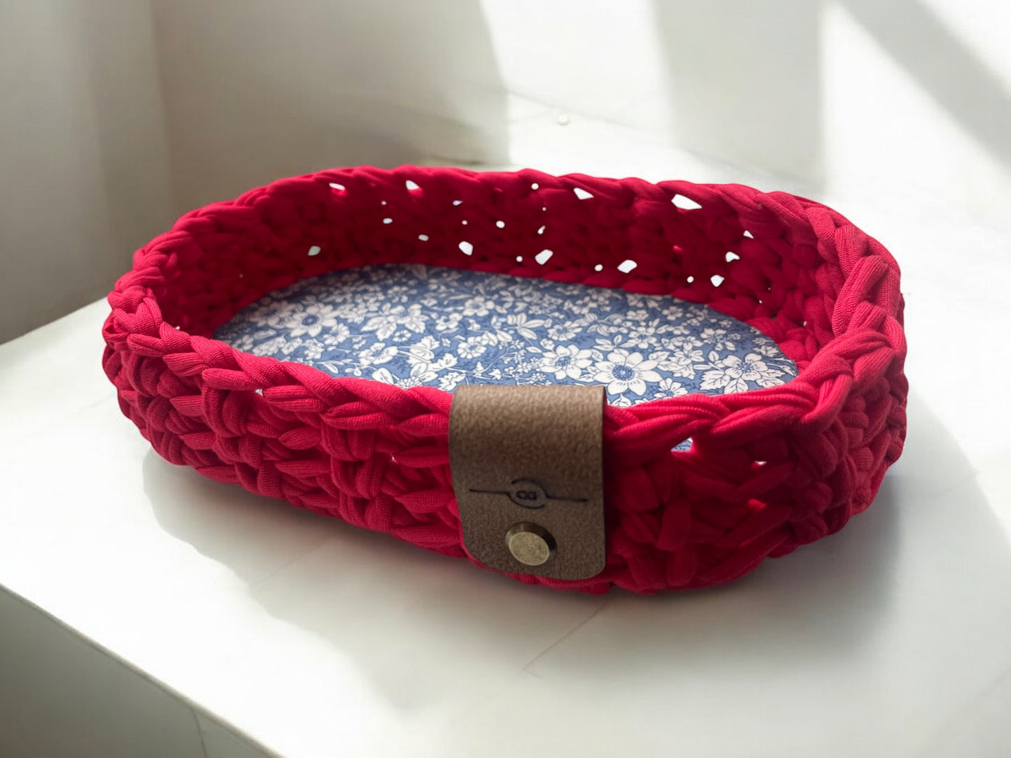Crochet Basket - Stadium - Blue Floral Base