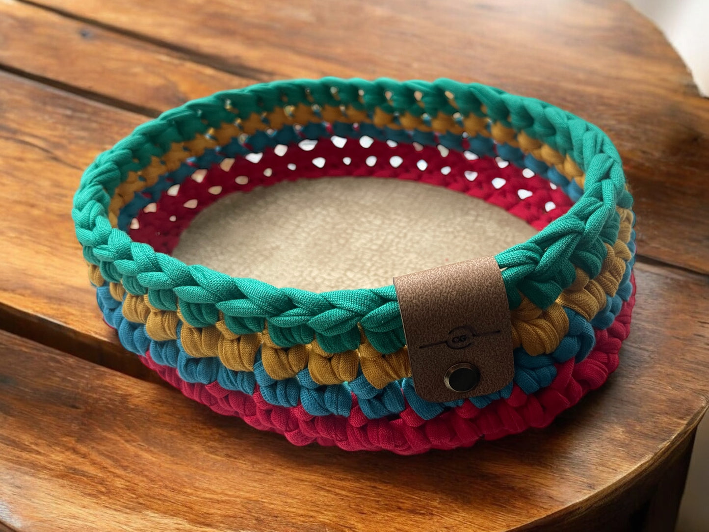 Crochet Basket - Oval - Animal Print Base