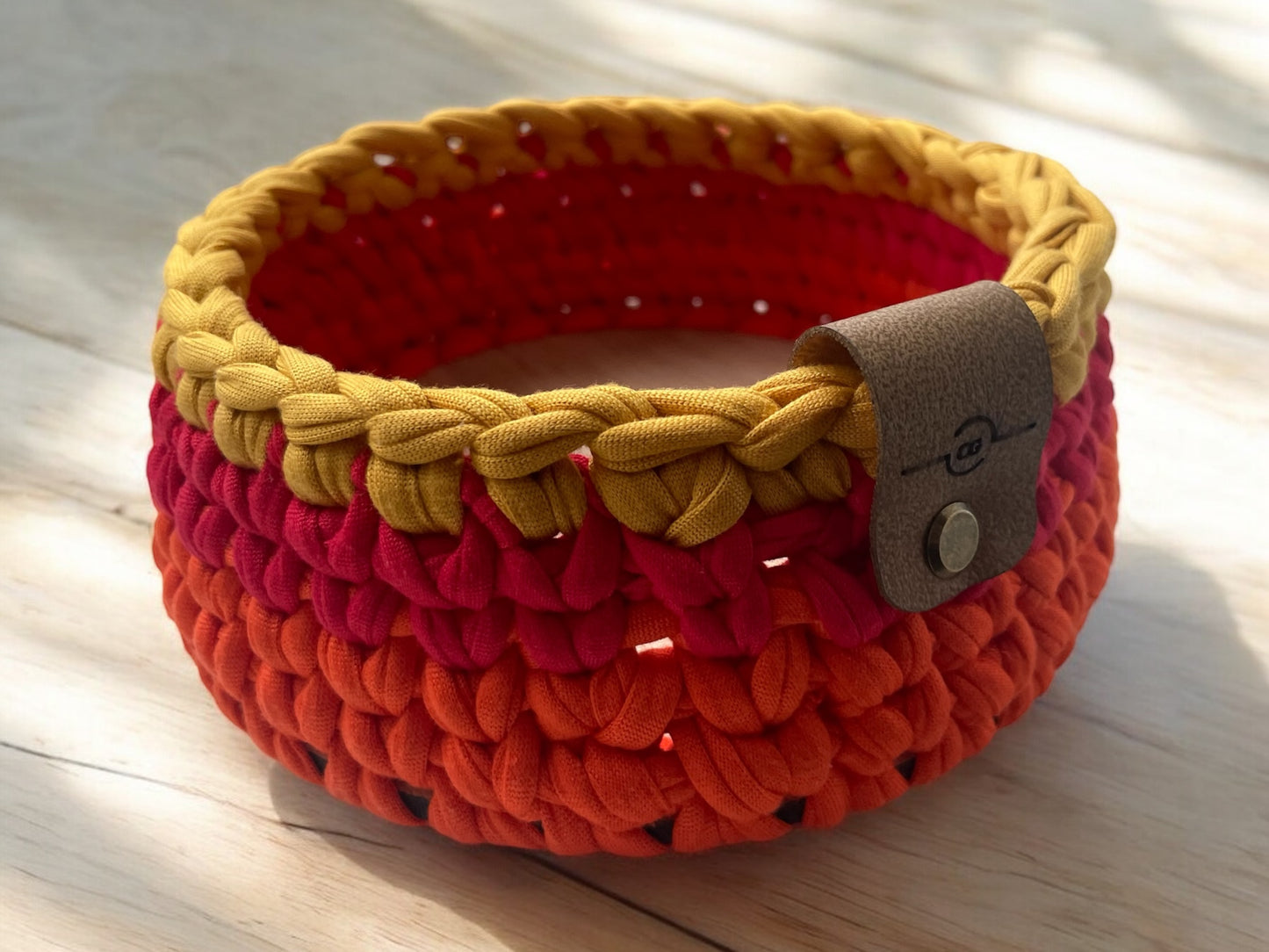 Crochet Basket ~ Small Round ~ Striped