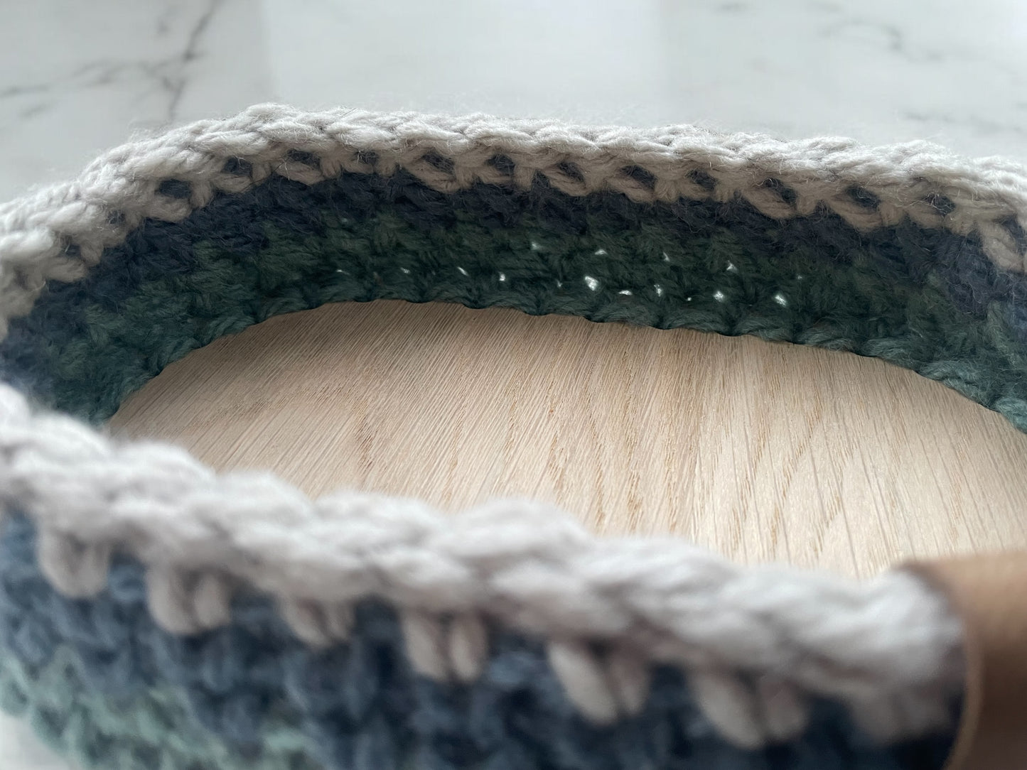 Crochet Basket - Stadium - Oak Base