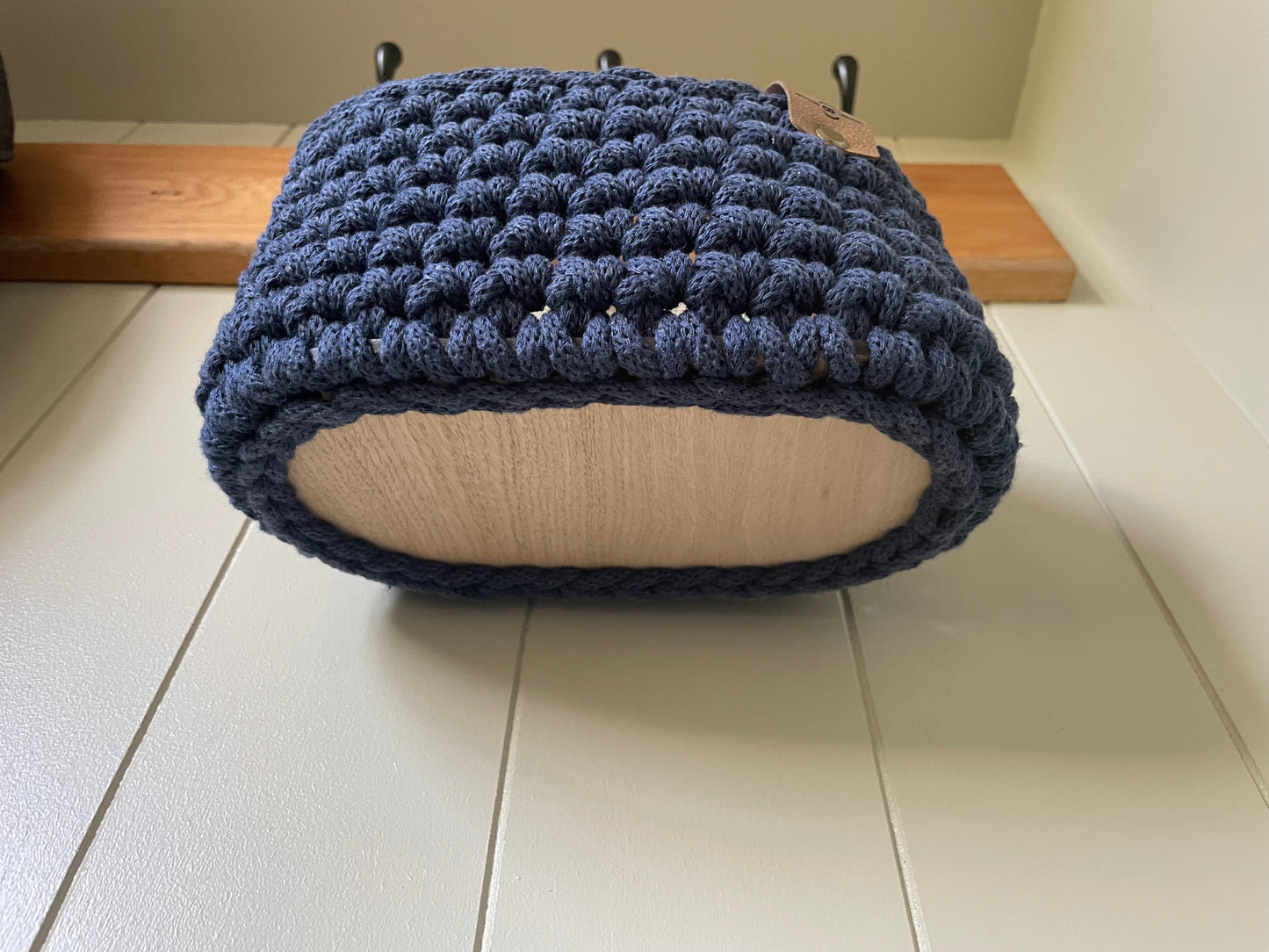 Hanging Storage Crochet Basket - Denim/Oak