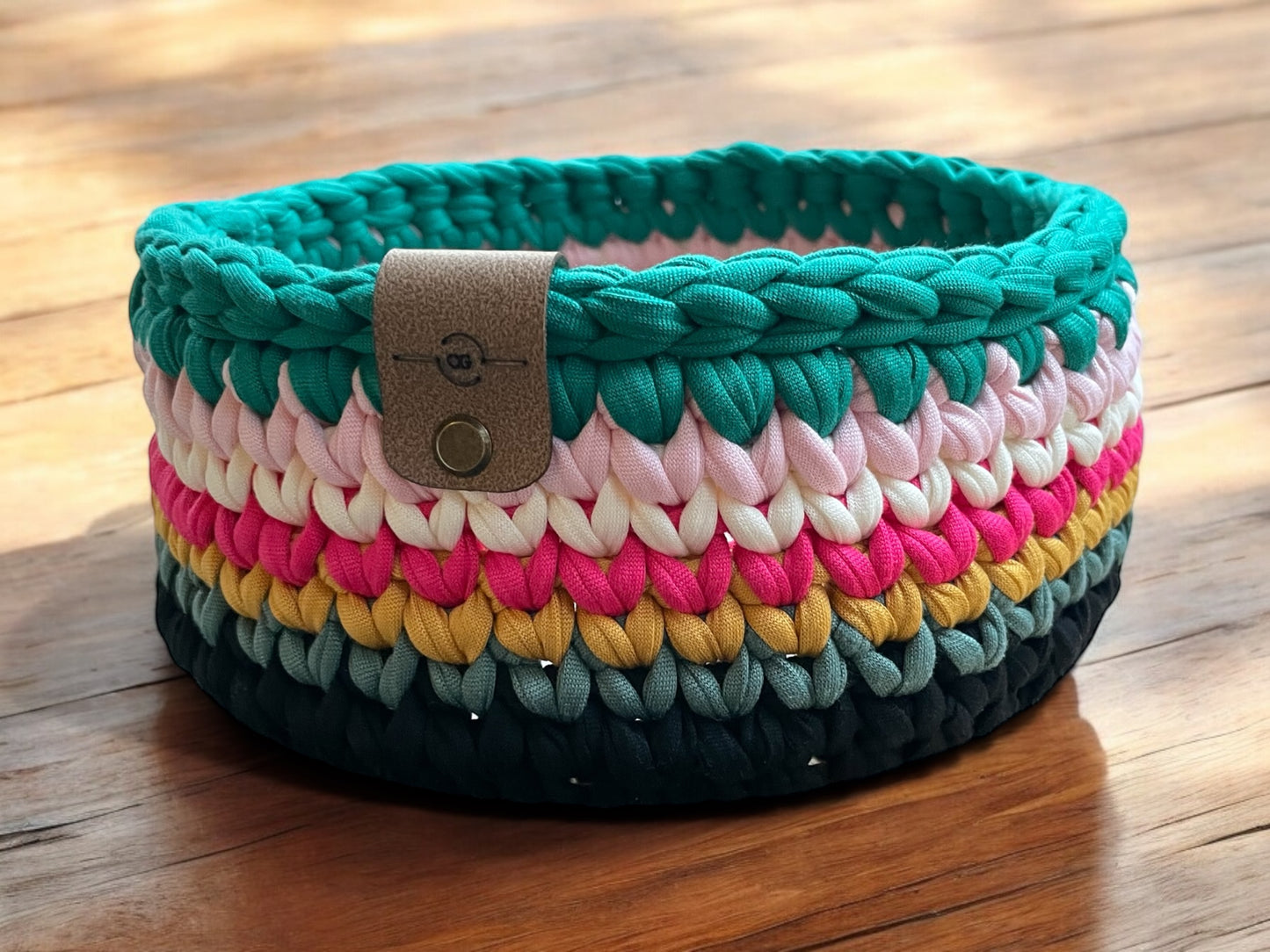 Crochet Basket - Round (M) - Linen base