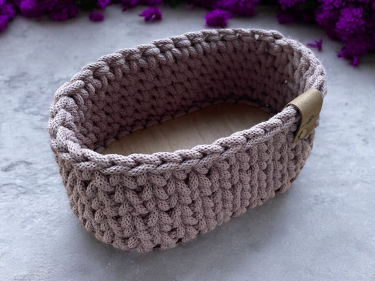 Crochet Basket - Stadium (M) - Oak base