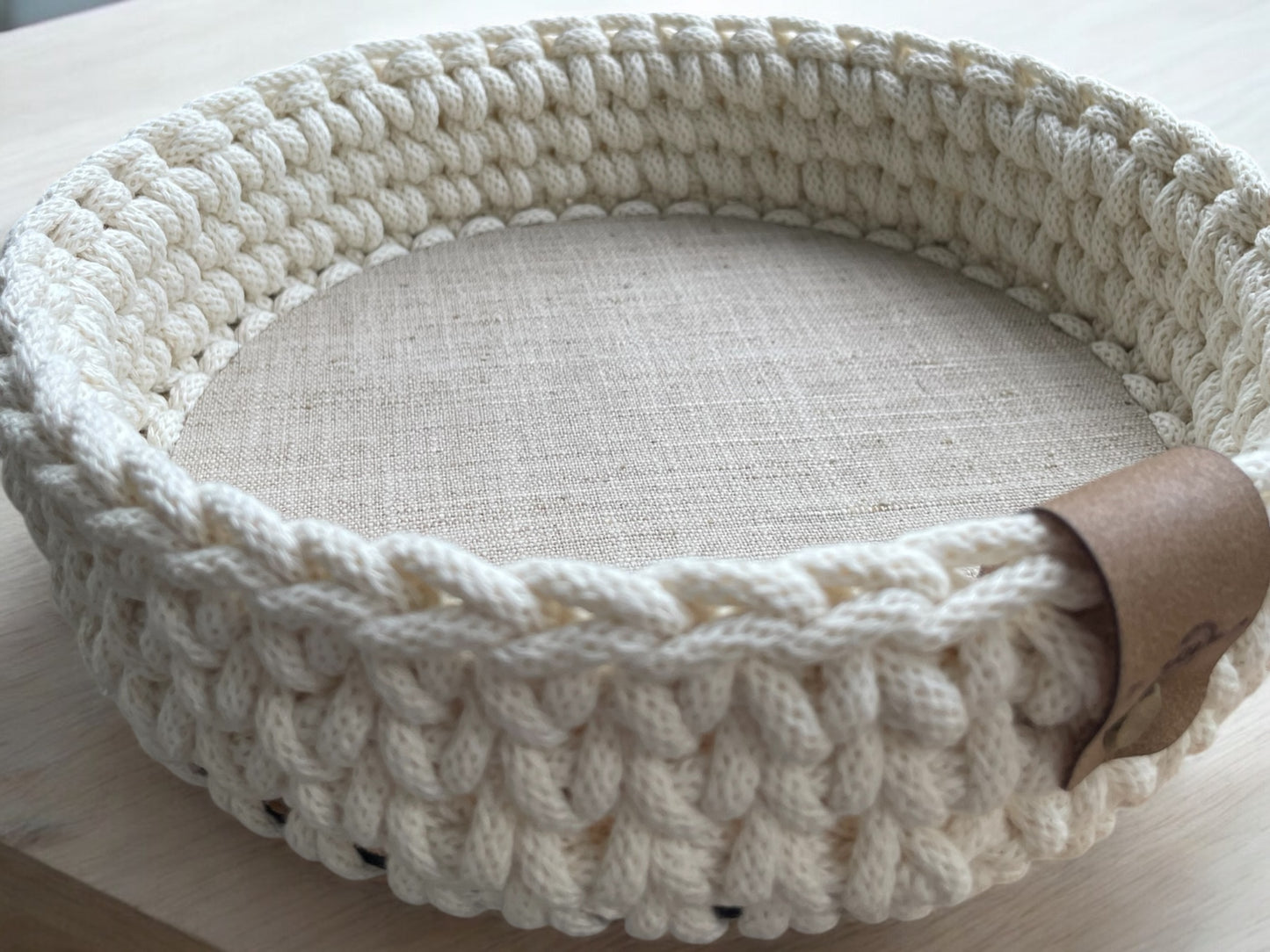 Crochet Basket - Round (M) - Linen base