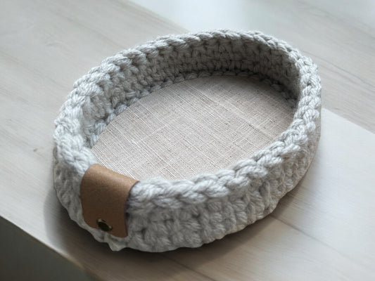 Crochet Basket - Oval - Linen Base